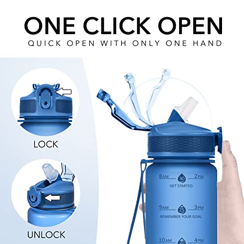 Hyeta 32oz Water Bottles with Straw - Stay Motivated and Hydrated with Convenient Times to Drink Markings, Durable, Leak-proof