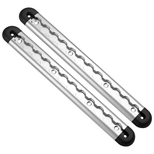 2 guide aeree in alluminio, profilo semicircolare da 30 cm, argento anodizzato, con 4 tappi terminali e occhielli, guida di fissaggio in alluminio Airline, fissaggio del carico per rimorchi, auto