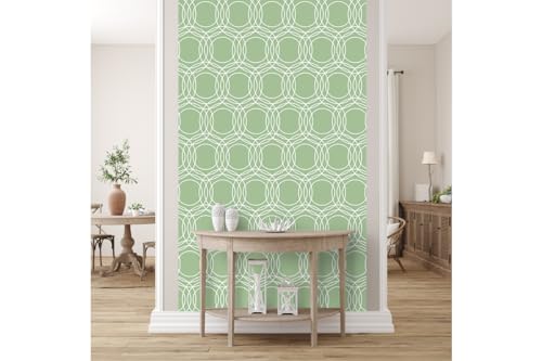 Glücksvilla - Papel pintado autoadhesivo de diseño, 120 x 300 cm (ancho x alto), varias dimensiones, papel pintado XXL moderno decoración de pared - patrón 05 círculos - color 31 menta - abstracto