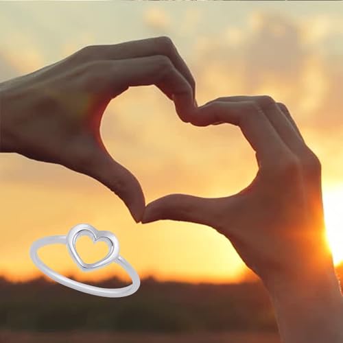 CCBFY Stainless Steel Simple Minimalist Heart Finger Rings for Women Wedding Engagement Statement Jewelry3