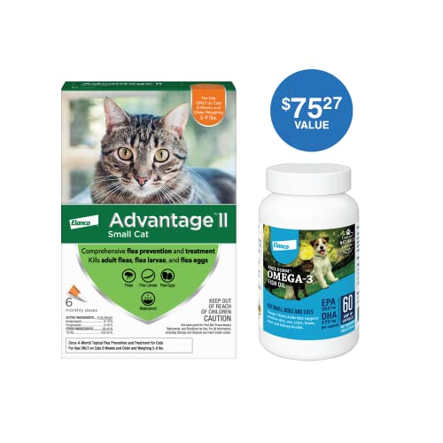 Advantage Ii Vet-Recommended Flea Prevention For Small Cats And Free Form Omega-3 Fish Oil Snip Tips For Small Dogs And Cats | 6-Pack + 60-Count #TOP1