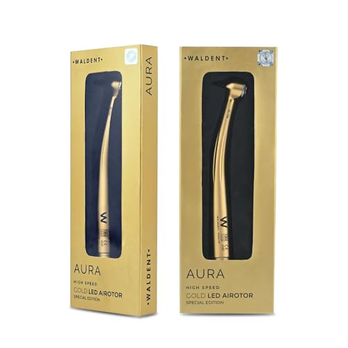 Image of Waldent Aura Gold LED Special Edition Airotor (W-154) Dental Handpiece | High-Speed, Advanced LED Illumination, Push Button Chuck, Durable Stainless Steel, Ergonomic Design