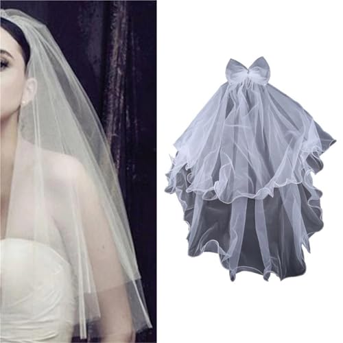 Elegant 2-Tier Tulle Veil for Girls - First Communion Hair Accessory with Comb, White, 50cm & 70cm Lengths Girls3