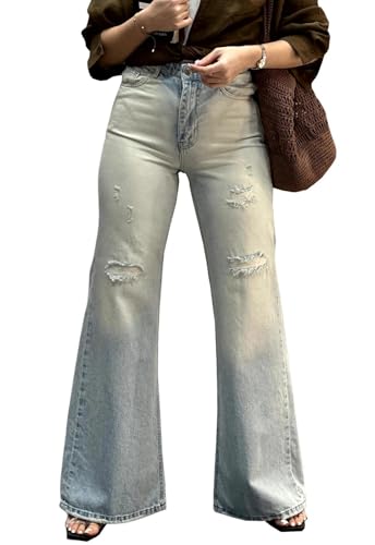 Image of Women's Flare High Waisted Bell Bottom Wide Leg Stretch Classic Denim Pants