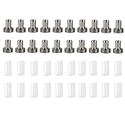 Duogalia 40 Pack Fiber Optical Accessories, 20 Pcs Fiber Optical Ceramic Core and 20 Pcs Mental Heads for Visual Fault Locator Fiber Optic Tester Light Meter Network Cable Tester Replace Accessories