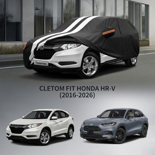 Multi-Layer Car Cover Custom Fit for Honda HR-V (2016-2026), 100% Waterproof All Weather for Automobiles, Gift with Towel, Heavy Duty Car Covers for Rain Sun UV Protection with Door Zipper. - 5
