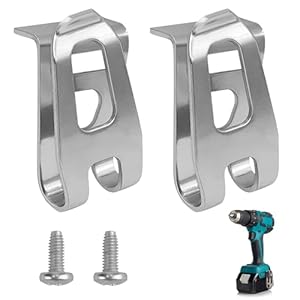 Gürtelclip Haken aus Edelstahl, 2 Stück Gürtelcliphaken mit Schrauben, Ersatz Gürtelclip Haken Silber Gürtelclip Metall Kompatibel mit XFD01 XFD07D DTD144 DTD144Z DHP481 12V 18V