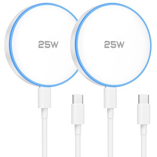 Image of 25W MagSafe Charger 2 Pack Magnetic Wireless Charging Pads with 6FT Cables | 25W magnetic charging with two 6FT USB C cables, compatible with iPhone 17 /16 /15 /14 /13 /12 Series and AirPods 4 /3 /2 /Pro