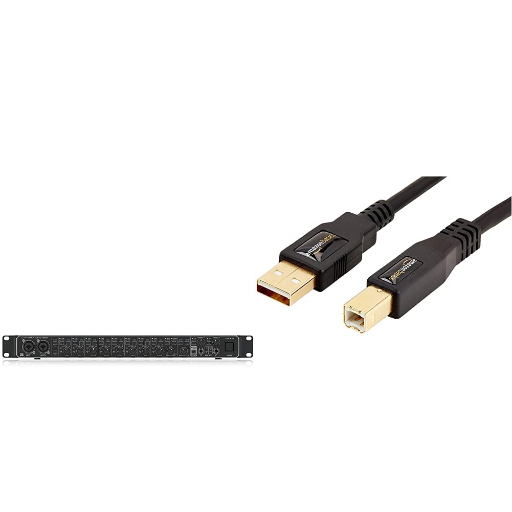 Behringer U-Phoria Umc1820 & Amazon Basics - Cavo Usb 2.0, A-Maschio A B-Maschio, Con Connettori Placcati In Oro (3 M)
