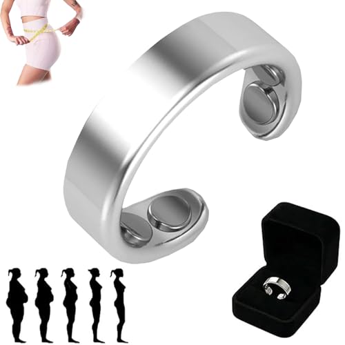TKGEOUE Magnetring Vital Vitalring Magnet Wechseljahre Akkupressurring Damen mit Magneten Magnetfeldtherapie Ring für Schlafqualität und Hormonelle Balance Wechseljahre Ring (Silber-1)