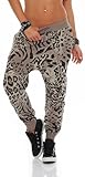 Malito Pantalón Leo-Design Boyfriend Torcedura Baggy Aladin Bombacho Sudadera Envolver 3344 Mujer Talla Única (Fango)