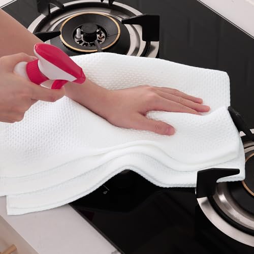 Image of Homaxy 100% Cotton Oversized Waffle Weave Kitchen Dish Towels, Ultra Soft Absorbent Quick Drying Cleaning Towel, 20 x 28 Inches, 6-Pack, White