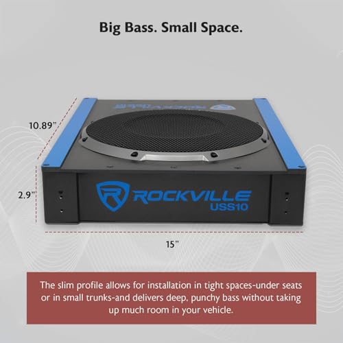 Image of Rockville Rockville USS10 10 inch 800w Slim Under-Seat Active Powered Car /Truck Subwoofer Sub
