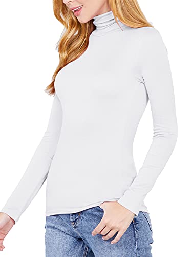 Image of STARJJ Womens Basic Stretch Slim Fitted Underscrubs Layer Long Sleeves Pullover Turtleneck Top