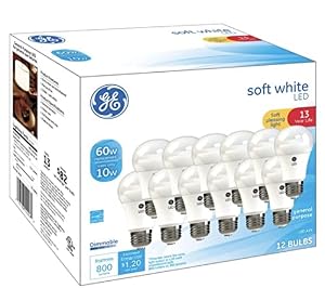 GE Soft White 60 Watt Replacement LED Light Bulbs, General Purpose, Dimmable Light Bulbs (Soft White, 12 Pack) (12) — photo 5 of 6