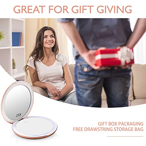 Miyadiva Magnifying Mirror With Light,1X/25X Compact Mirror,Lighted Makeup Mirror With Touch Control,4.8 Inch Portable Magnifying Mirror With Lights For Home And Outdoors #TOP5