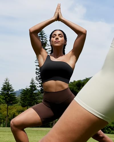 Image of Queenie Ke Womens One Shoulder Sports Bra Left Side Strap Yoga Bras Gym Training Workout Crop Tops