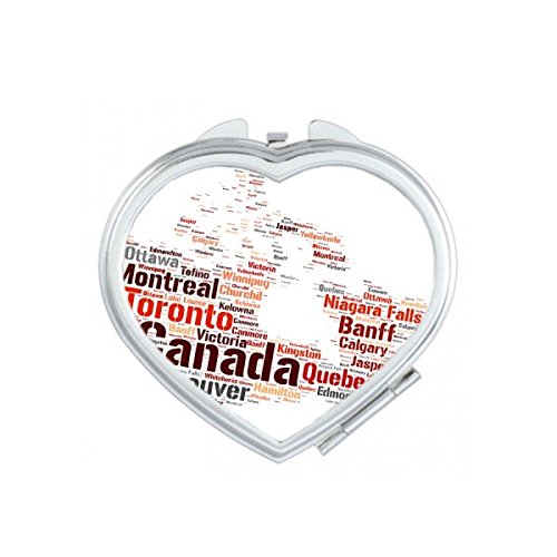 Miroir maquillage compact cœur avec détails de la carte du Canada