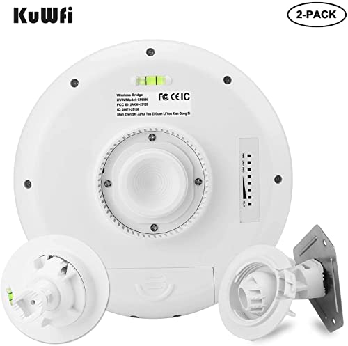 Outdoor Wireless Ethernet Bridge, Kuwfi Long Range 5Km 11Ac Wifi Bridge Point To Point Outdoor Get Faster Signal Built In Strong Powerful Antenna 5.8G High Speeds For Ptp/Ptmp丨2-Packs #TOP3