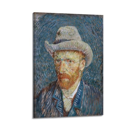 Van Gogh Autoportrait avec chapeau en feutre poster toile deco murale 50x76