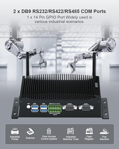 Image of WEIDIAN Fanless PC, Industrial Mini PC, Core i7-10510U (up to 4.90 GHz), 2HD+DP Triple Display, 2RS232 /RS422 /RS485 COM, 2RJ45 LAN, 6USB, GPIO, WiFi, BT, Win11, Linux, Ubuntu(32GB RAM 1TB SSD)