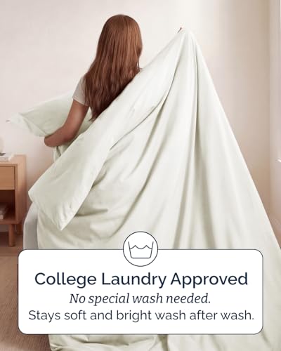 Image of Duvet Cover Twin /Twin XL Size Set - Extra Soft Twin /Twin XL Duvet Cover 68 inch x 90 inch with 1 Pillow Sham for Women, Men, Kids & Teens - Comfy, Easy-Care & Fade Free with Zipper Closures and Ties (Ivory)