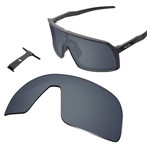 Image of 100% Precise-Fit Replacement Sunglass Lenses & Black Wicket for Oakley Sutro OO9406 - Polarized Onyx Black Mirror