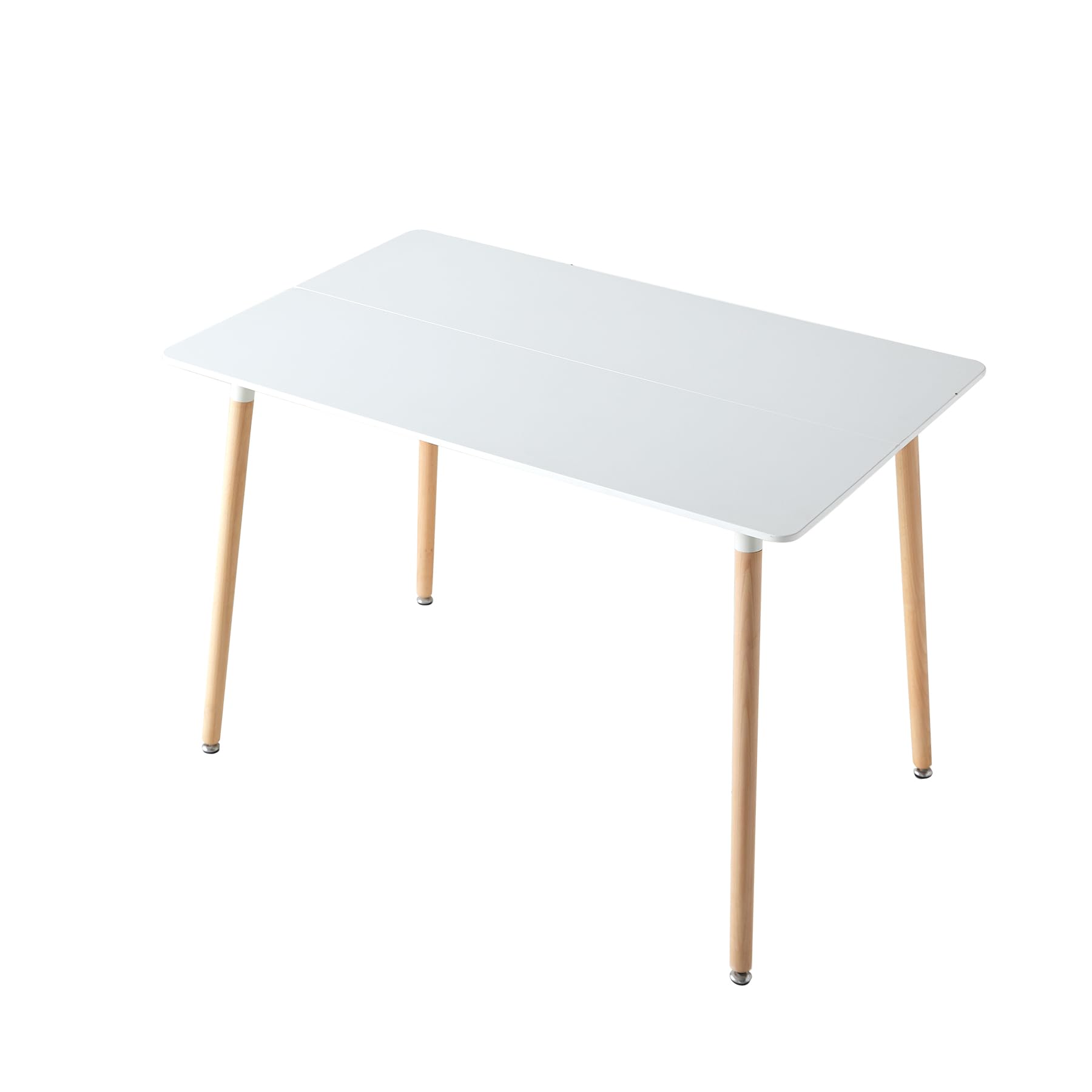 Mesa de Comedor con 4 Sillas - Mesa 110x70x74cm (Tablero de MDF + Patas de Haya) y Sillas de PP con Patas de Haya, Estilo Escandinavo (Blanco-CZ)