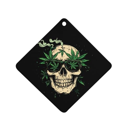 Weed Skull Car Air Freshener Hanging Aromatherapy Tablets for Car Accessories Rhombus