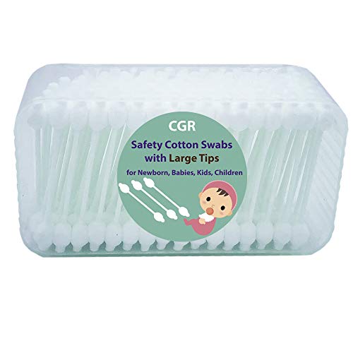 400pcs cgr baby safety cotton swabs with large tips for newborn babies kids children 100 organic cotton white paper sticks 5 pack of 80 swabs total2 boxes and 3 bags