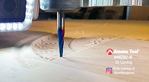 Amana Tool - 46286-K Cnc 2D & 3D Carving 3.6 Deg Tapered Angle Ball Tip 1/8 Dia X 1/16 R #TOP3