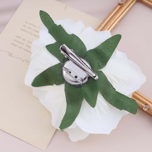 Broche para el cabello grande con flor roja, accesorio de cabeza con rosa roja, pinza floral grande, broche de flor rosa, pasador de novia, accesorio de joyería para mujer doble función miniatura 4