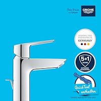 GROHE Start, Waschtischarmatur, wassersparend (Wasserhahn für das Bad, Badarmatur mit Zugstangen-Ablauf, 17cm hoch, mit 3in1 Werkzeug, einfache Installation am Waschbecken), chrom, 24209002 – Ansicht 3