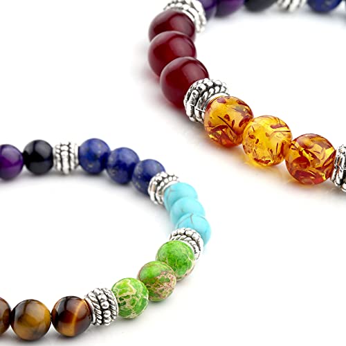 Top Plaza 7 Chakra Healing Crystals Bracelet Natural Gemstones Beads Bracelet Handmade Stretch Bracelets Yoga Reiki Jewelry For Women Men #TOP3