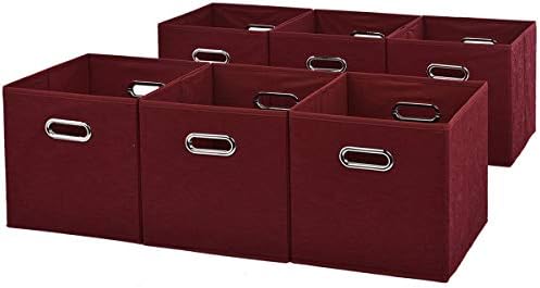VCCUCINE Foldable Fabric Cube Storage Baskets, 6 pack Red Cubeicals Containers Drawers