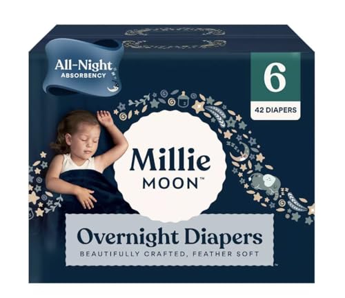 Millie Moon Overnight Baby -Diapers- (Size 6 and Count -42) Super Absorbent Disposable Diaper for All Night Protection