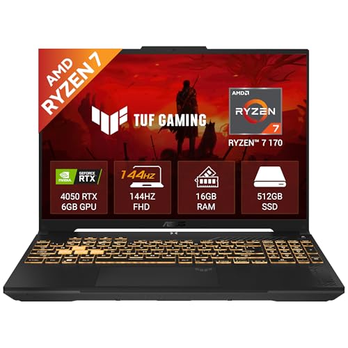 ASUS TUF A16 (2026), AMD Ryzen 7 170 Processor,RTX 4050-6GB, 16GB RAM, 512GB SSD, FHD+, 16"(40 cm), Windows 11 Home, M365 Basic(1 Year)* Office 2024, 