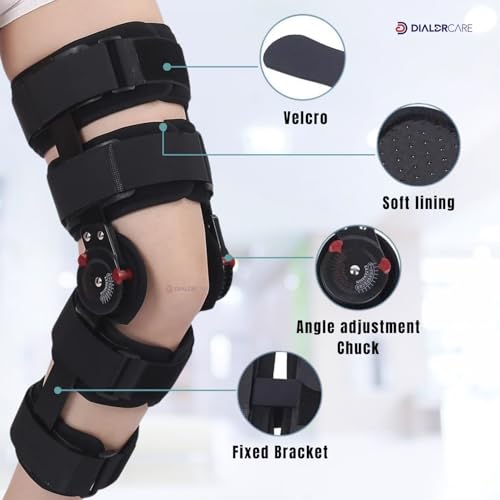 Image of DIALDRCARE Hinged Knee Brace Leg Support Protector Medical Meniscus Tear Recovery Stabilizer (Black)