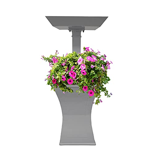 Image of Oakland Living Modern Square Cast Aluminum Metal 40-in Grey Bird Bath and Planter Vase Combo