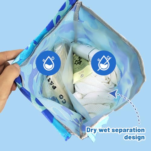 Cosysparks Schwimmbeutel kinder, Trocken-Nass Trennung schwimmtasche kinder mit nassfach badetasche kinder sportrucksack kinder für Kinder PE Taschen Kid Beach Bag für Jungen Mädchen (Stil2)