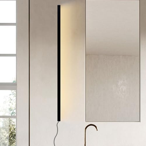 Lámpara de pared moderna con interruptor y enchufe aplique LED interior rectangular negro 100cm 7