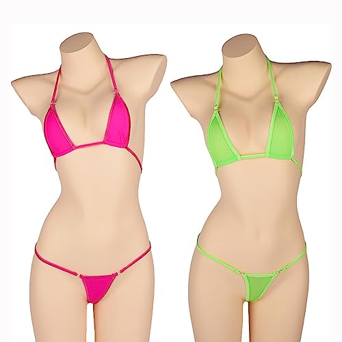 [LIKENNY] ビキニ 2点セット セクシー コスプレ 極小 露出 水着 紐パン ホルタ―ネック 勝負 レディース 人気 かわいい イベンド 変装 パーティー ハロウィン クリスマス プレゼント - 画像1