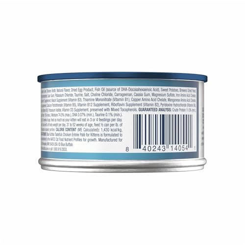 Image of Blue Buffalo Tastefuls Wet Food for Kittens, Made with Natural Ingredients, Chicken Pate Entree, 3oz Cans, 4Pack Trial Size
