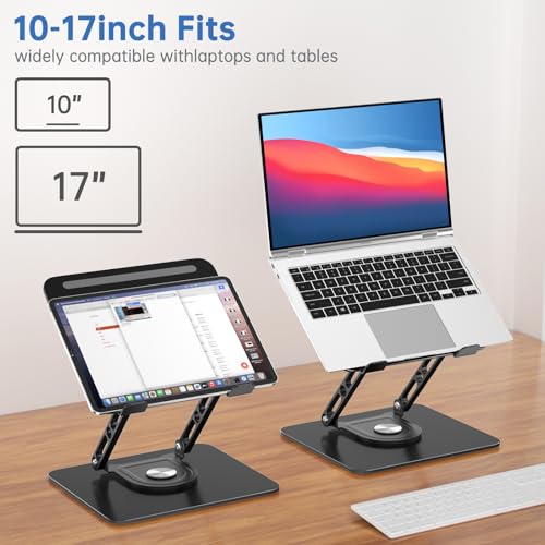 Image of Laptop Stand for Desk Adjustable Computer Stand with 360 Rotating Base Ergonomic Laptop Riser Mount for Desk Foldable Protable Computer Desk Fits with MacBook Pro Air,