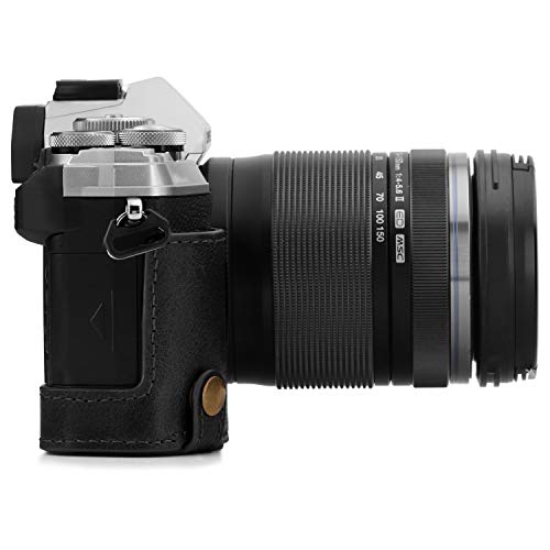 Demi-étui Olympus E-M5 Mark III MegaGear avec accès batterie direct en cuir véritable