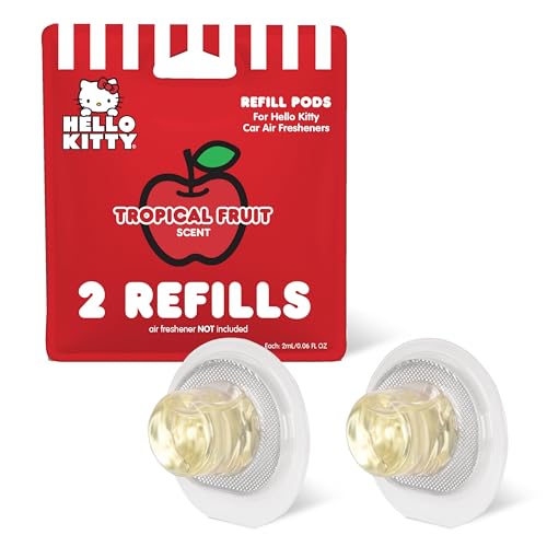 Image of Sanrio Hello Kitty Car Air Freshener Scented Oil Pod Refills, Hello Kitty and Friends Cute Car Accessories for Women, Tropical Fruit, 2ct
