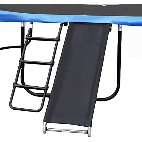 Trampoline Ladder Slide kit, Universal Trampoline Ladder with Slide for Children Kids, Weather Resistant Galvanized Steel Slide Ladder with Shoe Storage Bag Cover
