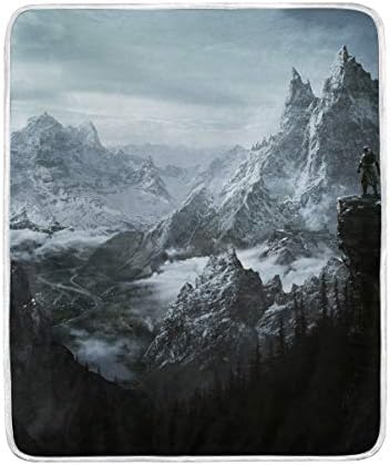 Skyrim Mountain Throw Blanket Soft Warm Cozy Bed Couch Lightweight Polyester Microfiber Size 50" W x 60" L for Kids Women Boy