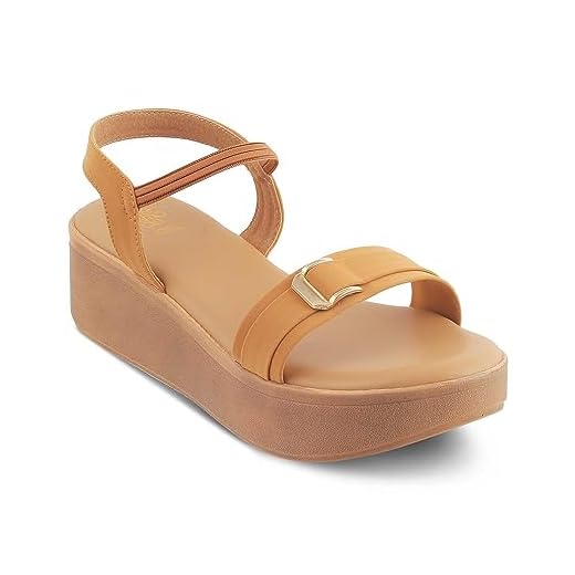 tresmode Caen Beige and Comfortable Women's Platform Wedge Sandals - Vegan-Friendly, 2-inch Heel || Size (EU-39/UK-6/US-8)