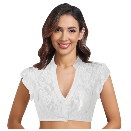 1 Pieza de lencería con para Mujer Chaleco de Encaje Blusa Elegante Tipo para Mujer Blusa Negra Blusa de Encaje para lencería Oktoberfest (White M)